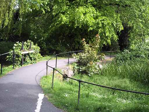 Some water meadow hatches remain alongside the
path.